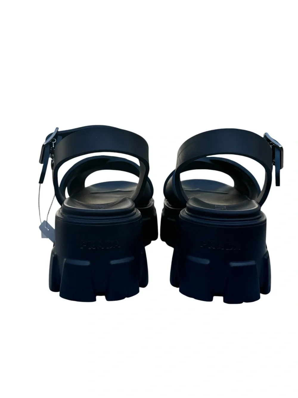 Prada Navy Monolith Rubber Sandals - Picture 5 of 7